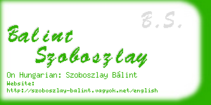 balint szoboszlay business card
